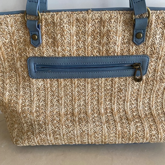Sakroots Bird Meadow Straw Tote Shoulder Bag - Picture 3 of 9